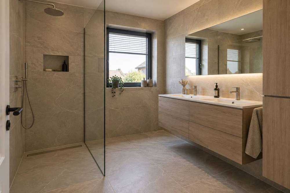 Réalisation d’une salle de bains carrelée
